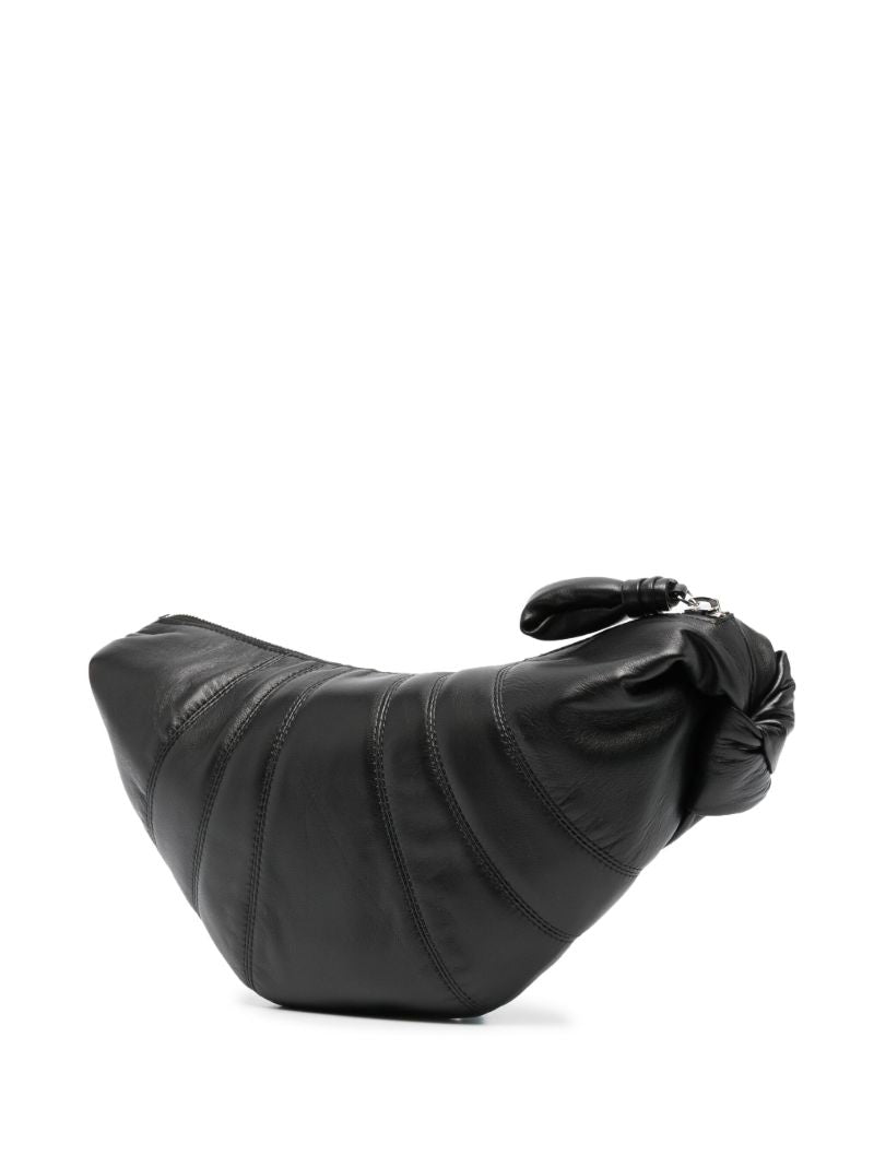 Black Small Croissant Leather Messenger Bag