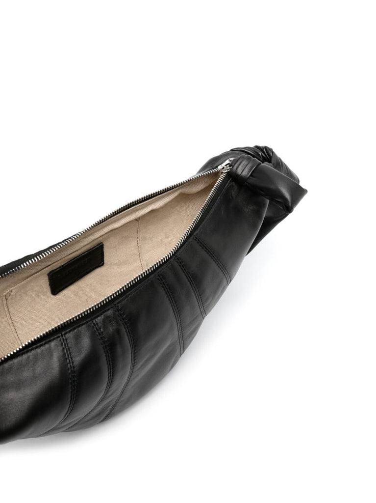 Black Small Croissant Leather Messenger Bag