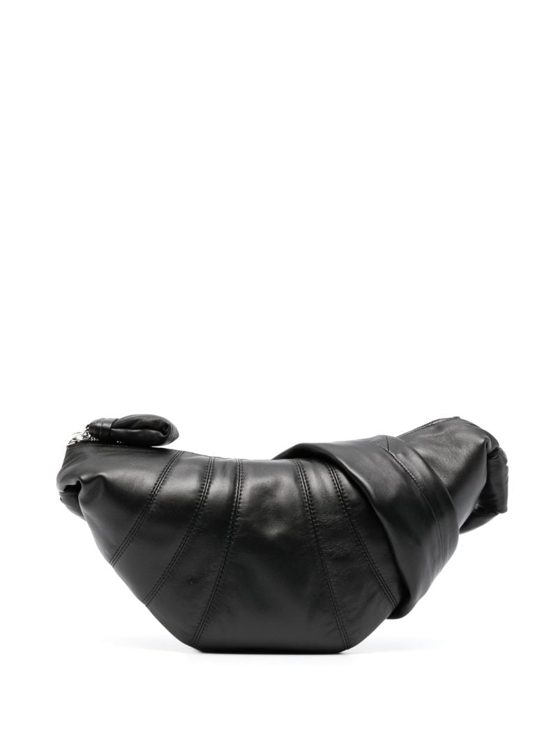 Black Small Croissant Leather Messenger Bag