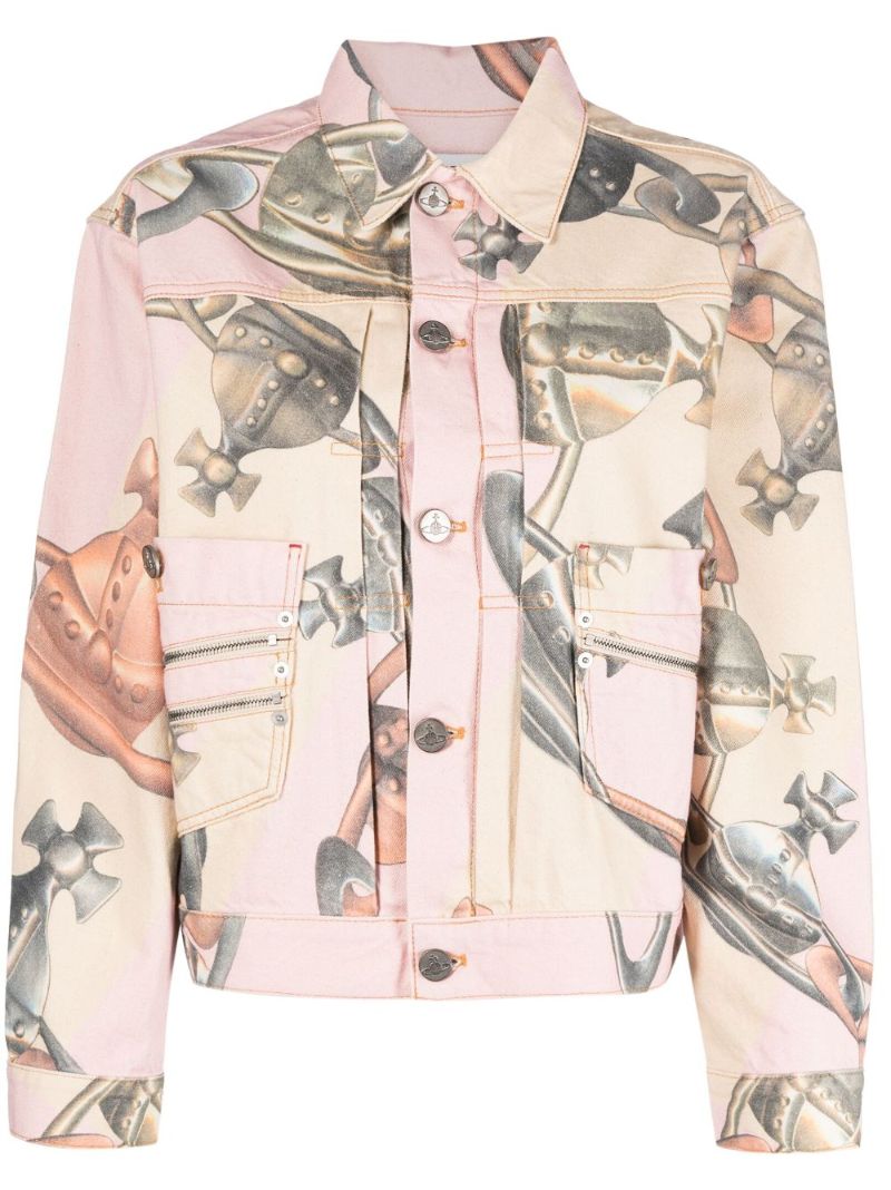 Pink Orb Chain Denim Jacket