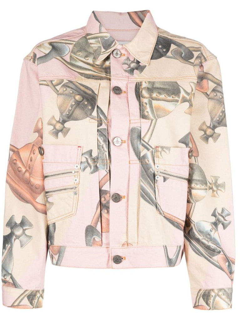 Pink Orb Chain Denim Jacket