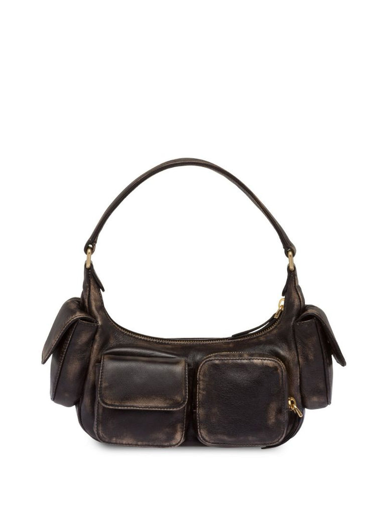 Brown Pocket Leather Shoulder Bag