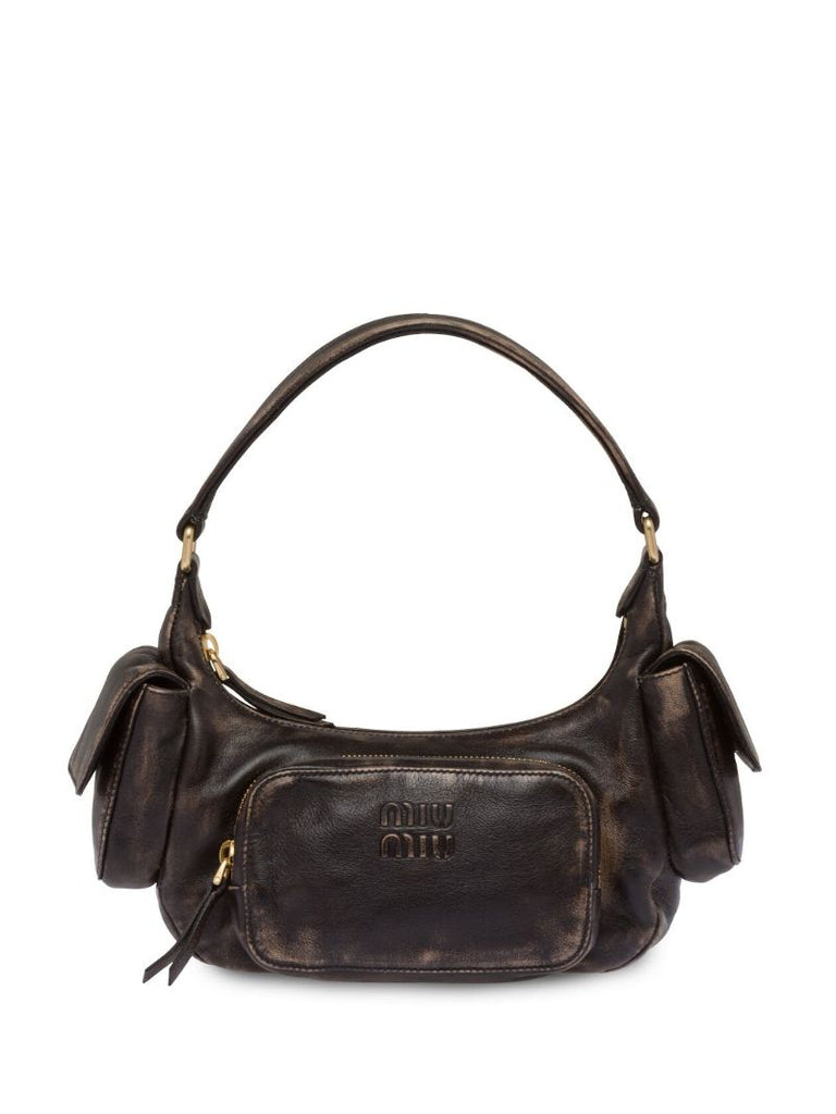 Brown Pocket Leather Shoulder Bag