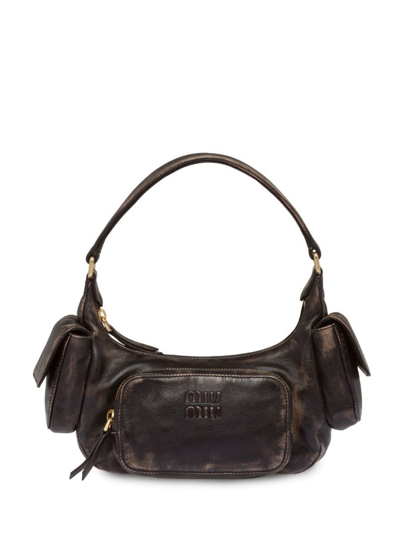 Brown Pocket Leather Shoulder Bag