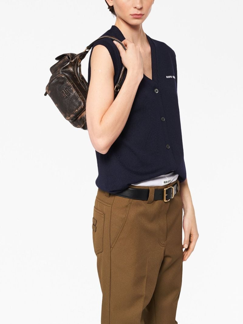 Brown Pocket Leather Shoulder Bag