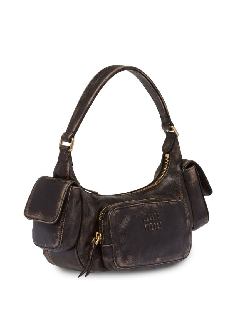 Brown Pocket Leather Shoulder Bag