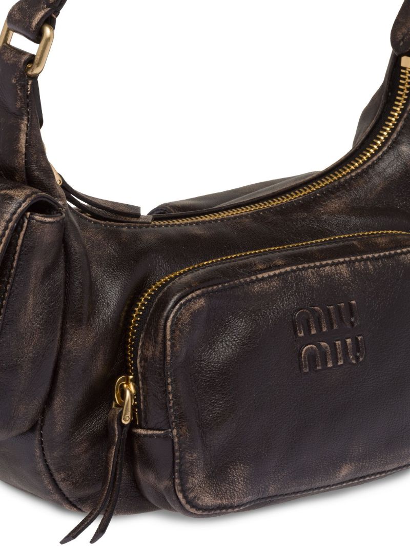 Brown Pocket Leather Shoulder Bag