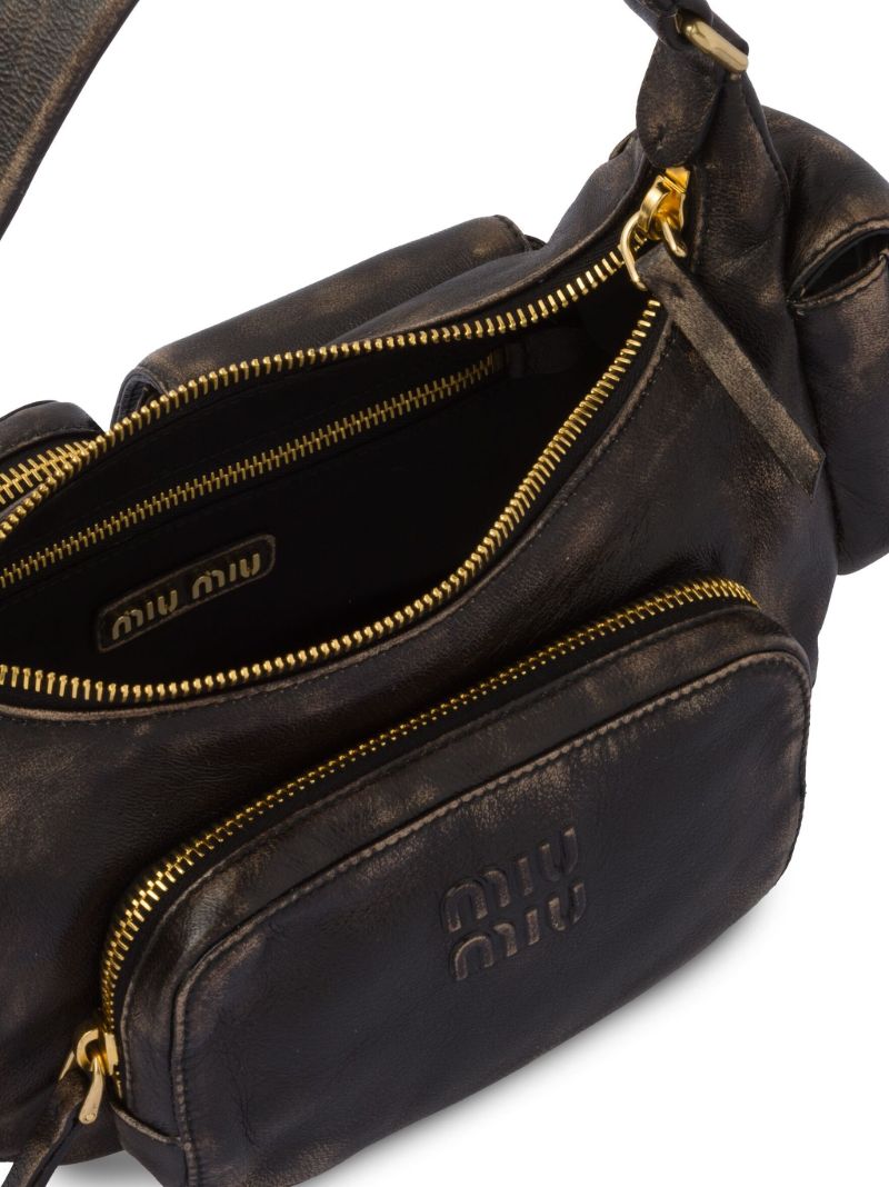 Brown Pocket Leather Shoulder Bag