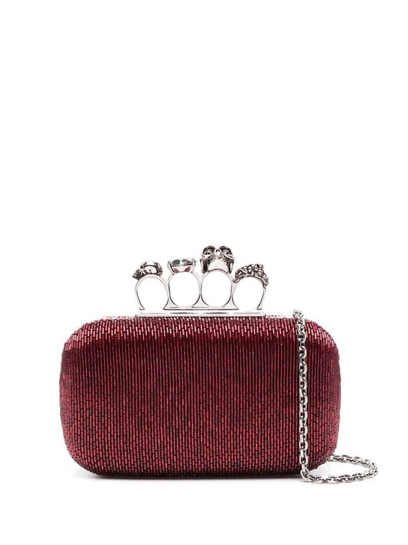 Red Knuckle Leather Clutch Bag