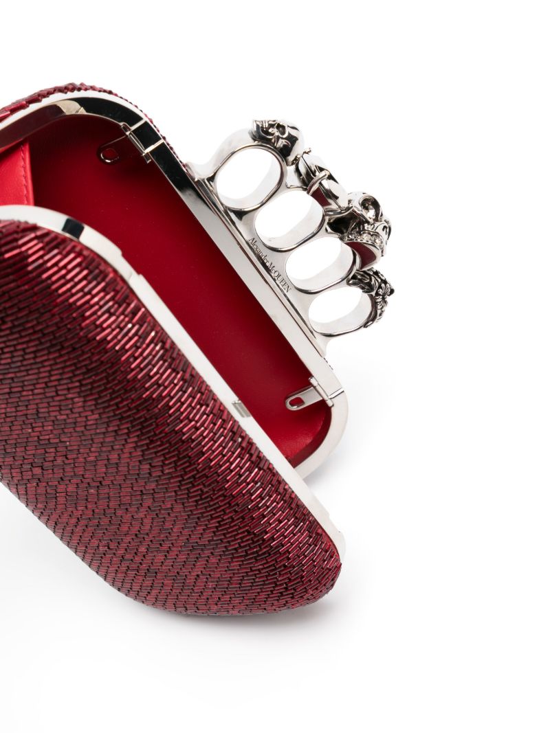Red Knuckle Leather Clutch Bag