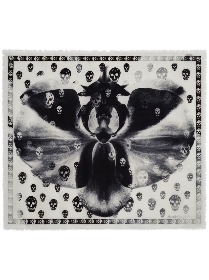 Black Orchid Skull-print Wool Scarf