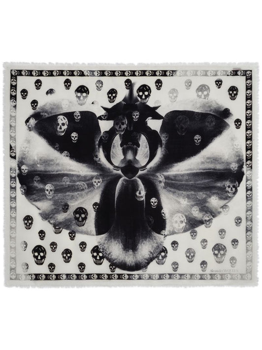 Black Orchid Skull-print Wool Scarf