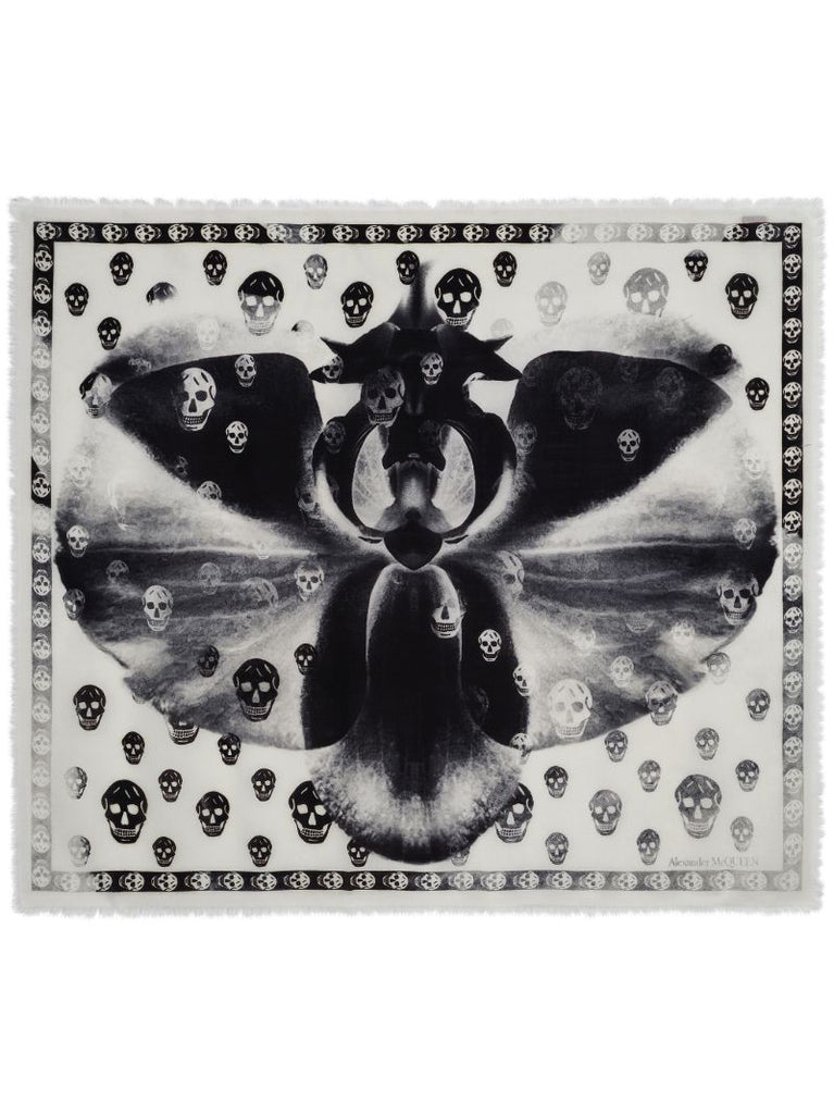 Black Orchid Skull-print Wool Scarf
