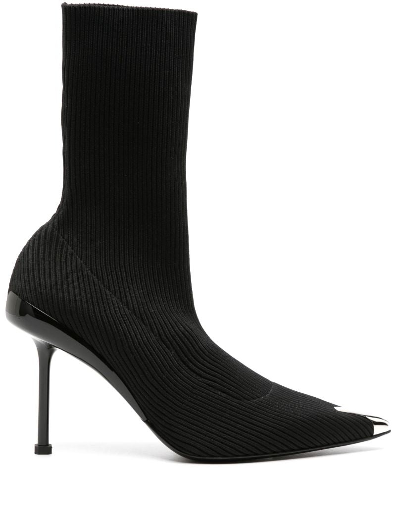 Black Slash Knit 90 Ankle Boots