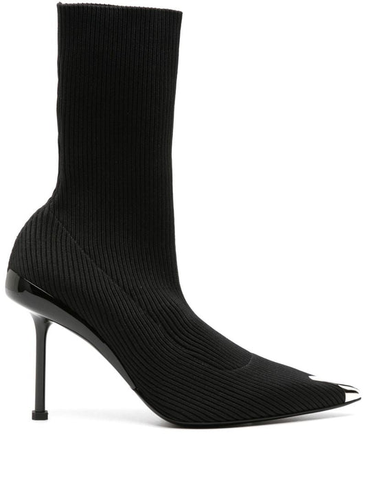 Black Slash Knit 90 Ankle Boots