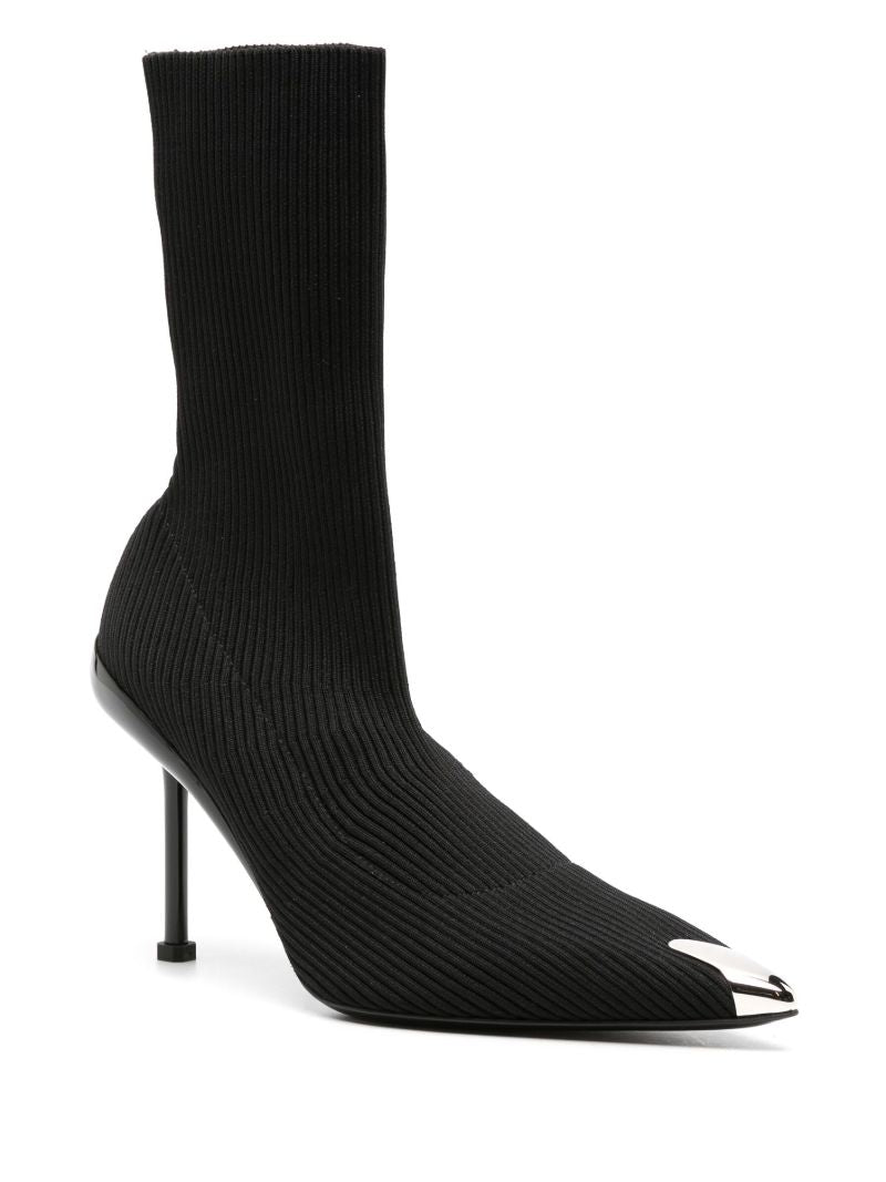 Black Slash Knit 90 Ankle Boots