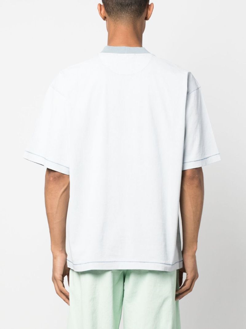 Blue Logo Print Cotton T-shirt