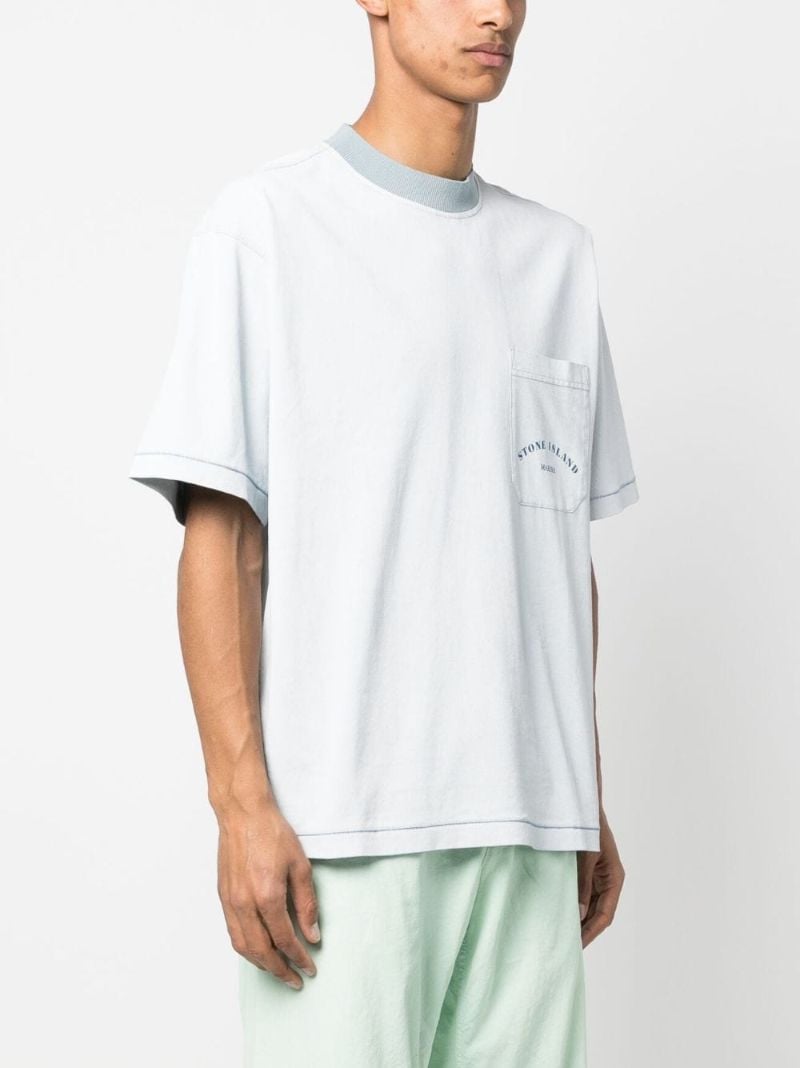 Blue Logo Print Cotton T-shirt