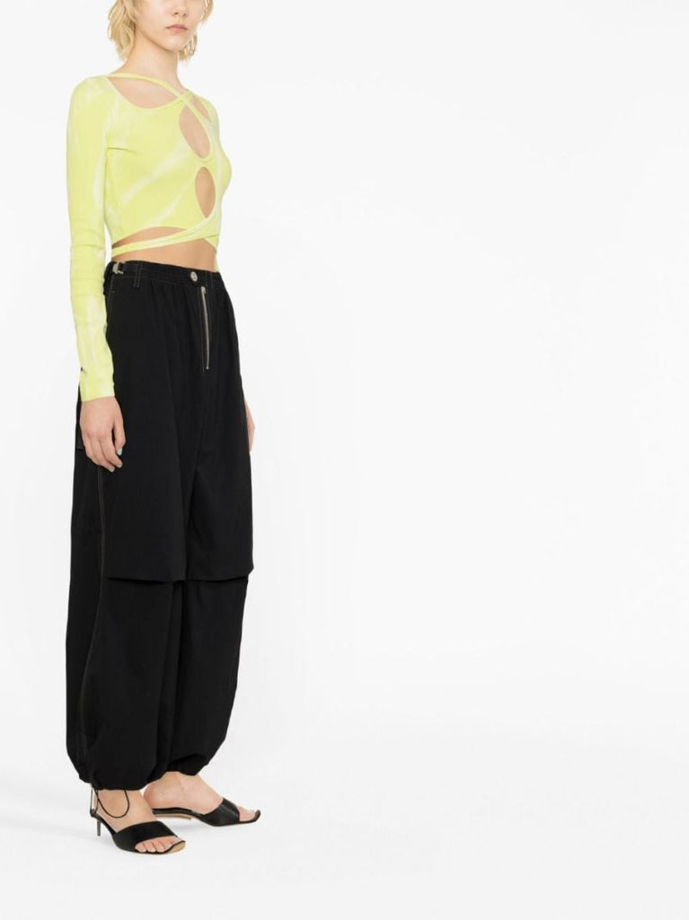 Green Interlink Cut-out Detail Long-sleeve Top