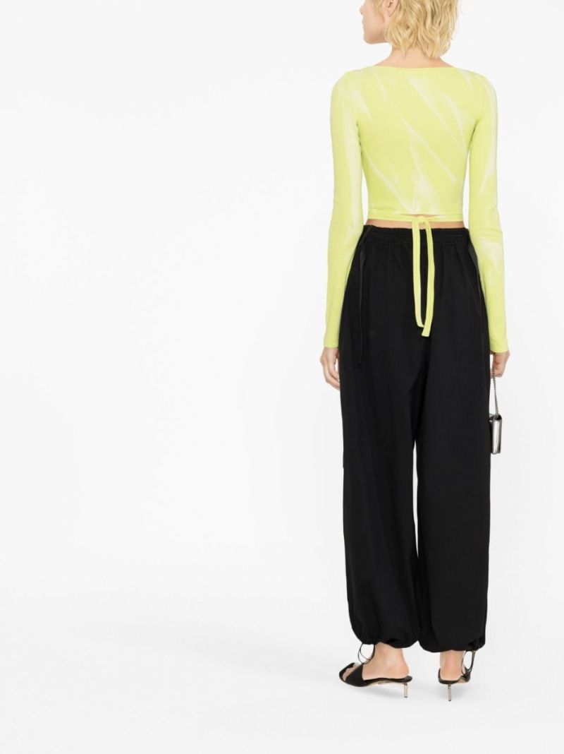 Green Interlink Cut-out Detail Long-sleeve Top
