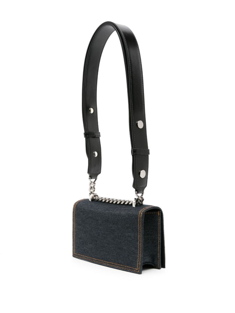 Blue the Biker Mini Jewelled Satchel Bag