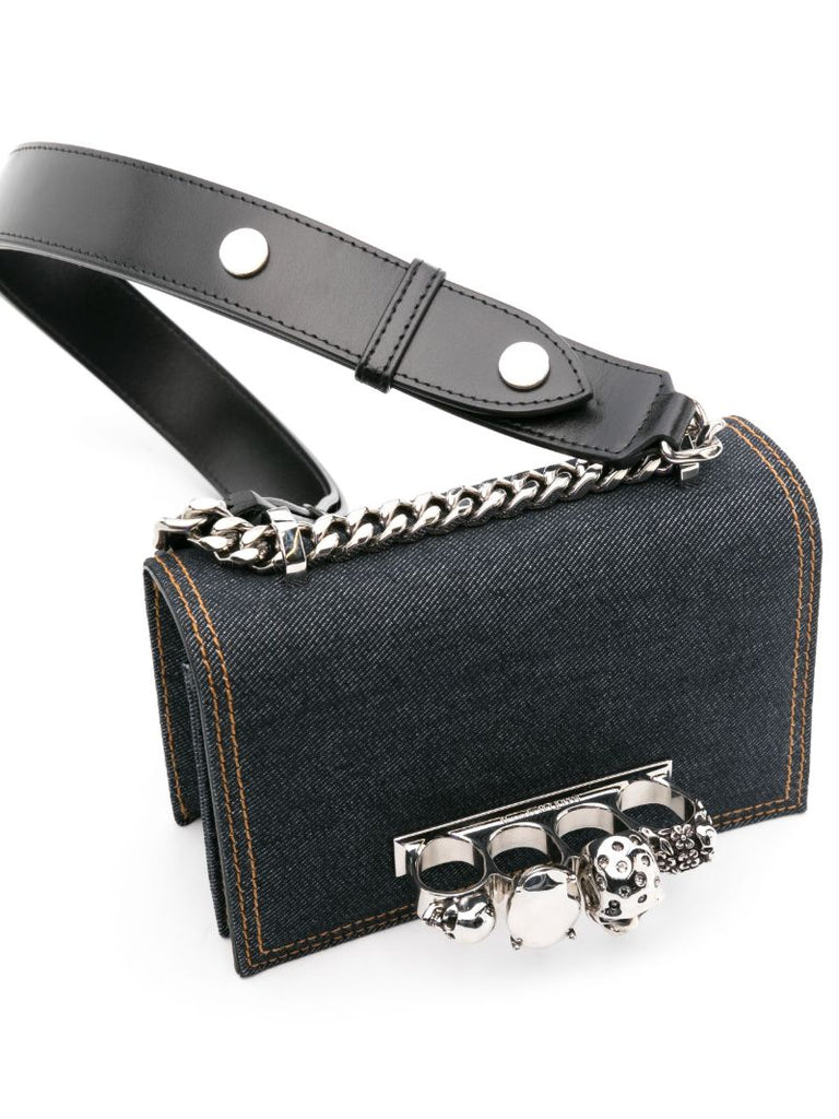Blue the Biker Mini Jewelled Satchel Bag