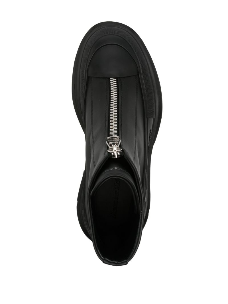 Black Tread Slick Leather Boots