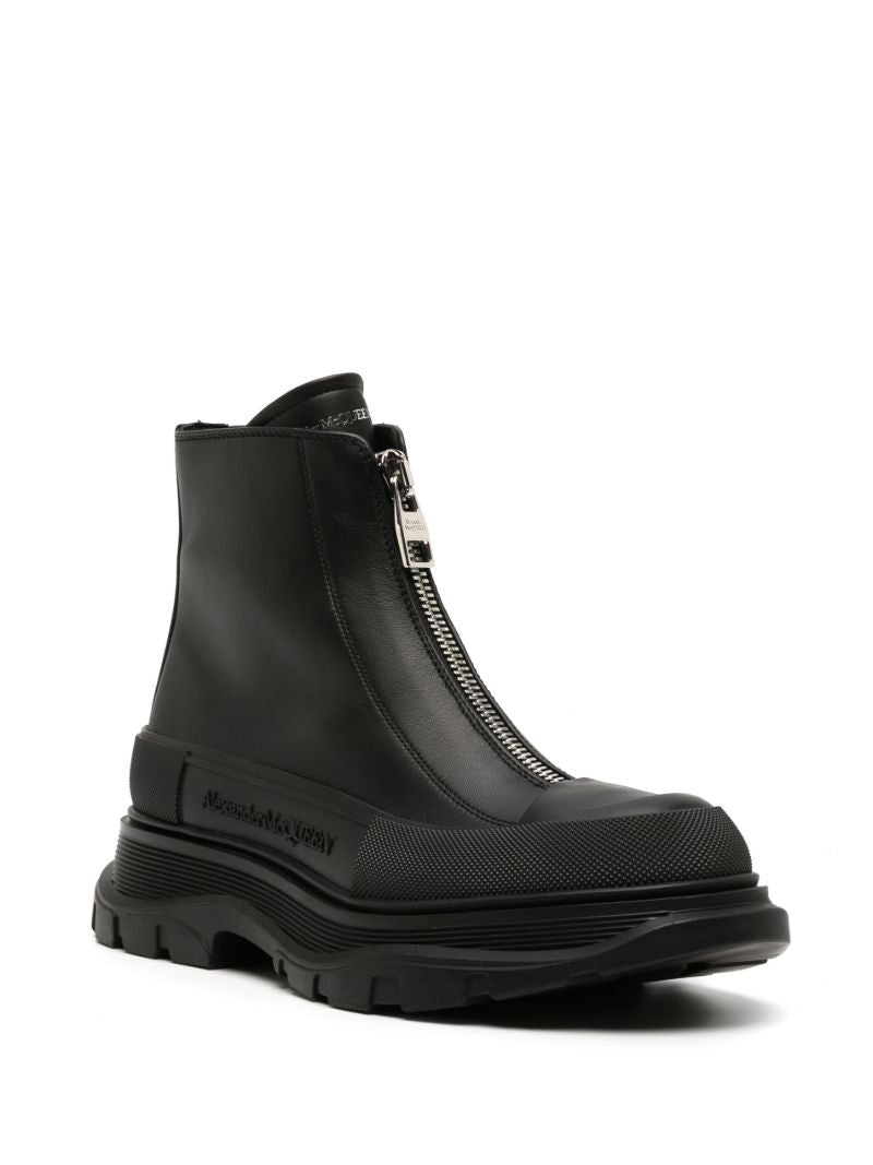 Black Tread Slick Leather Boots