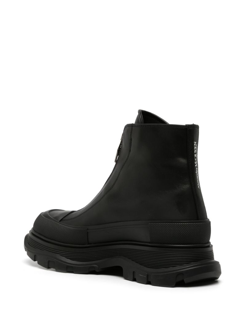 Black Tread Slick Leather Boots
