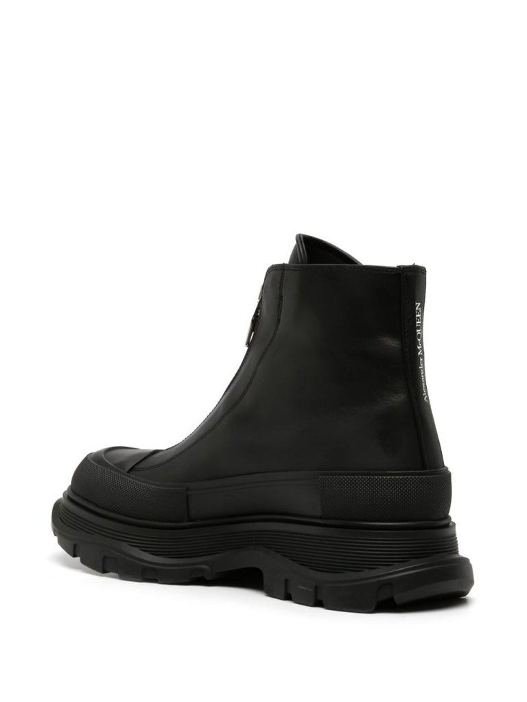 Black Tread Slick Leather Boots