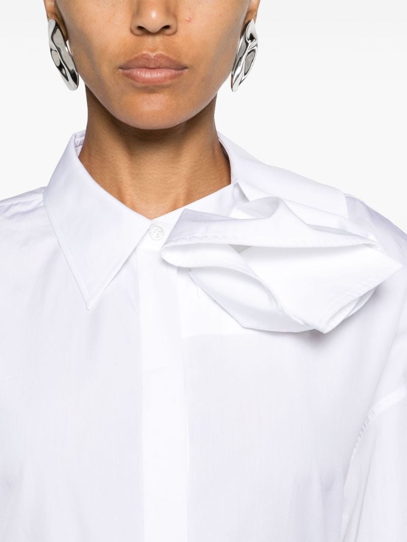 White Draped Orchid Cotton Shirt