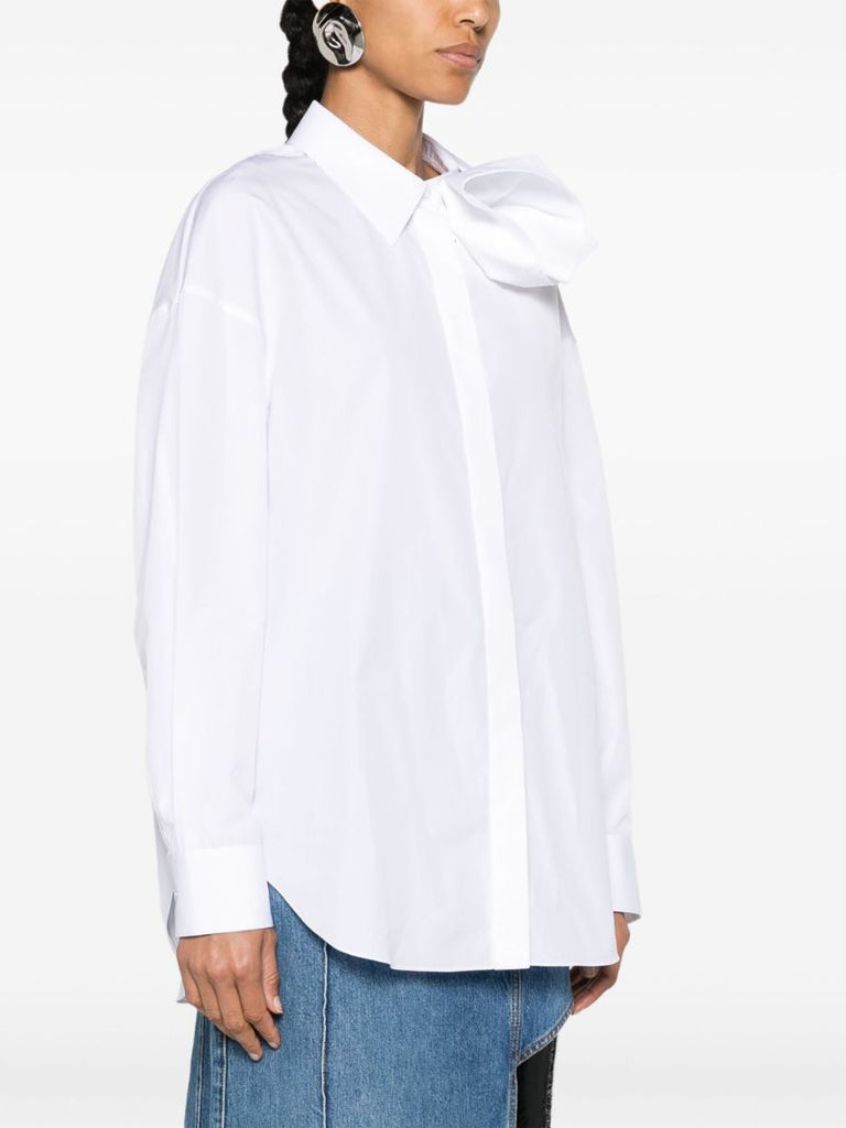 White Draped Orchid Cotton Shirt