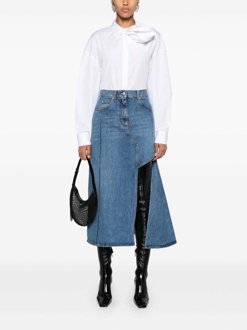 White Draped Orchid Cotton Shirt