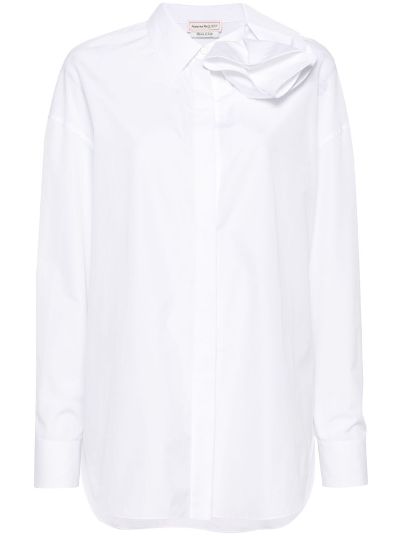 White Draped Orchid Cotton Shirt
