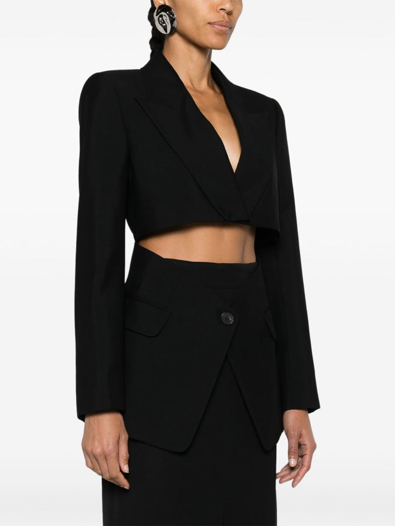 Black Cut-out Wool Blazer