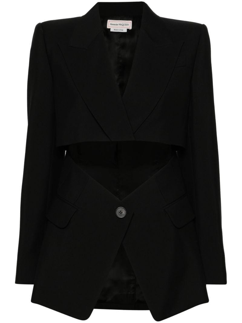 Black Cut-out Wool Blazer