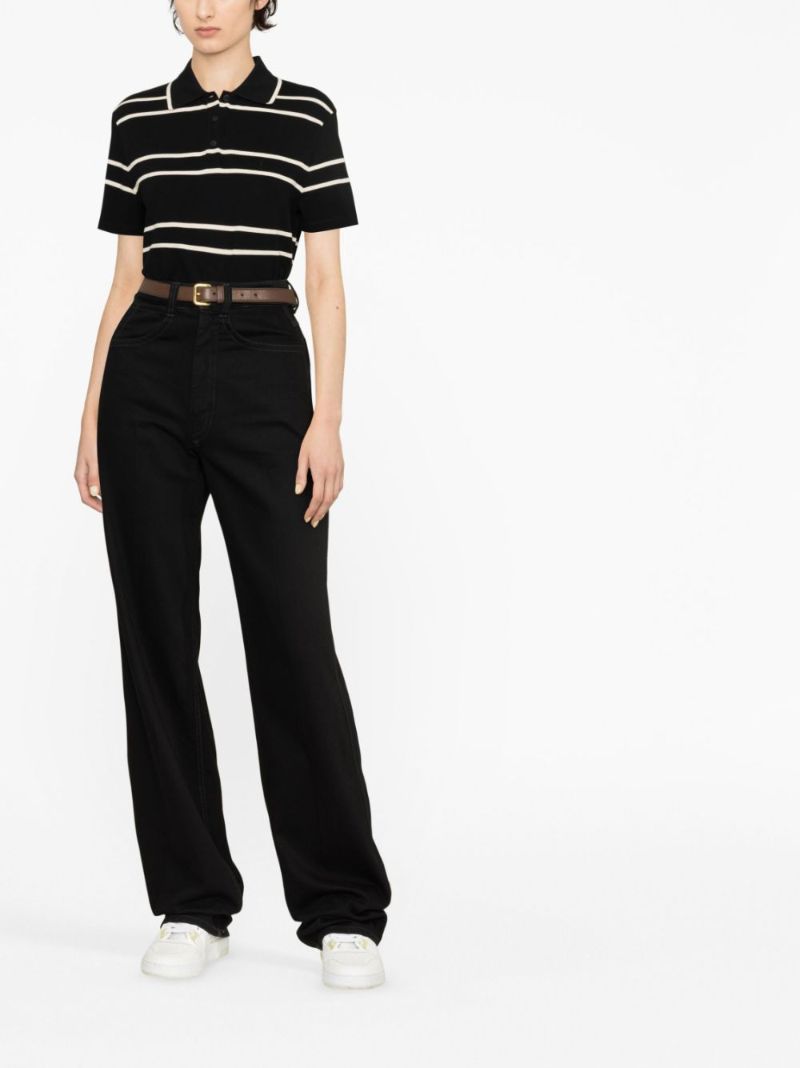 Black Striped Cotton Polo Shirt