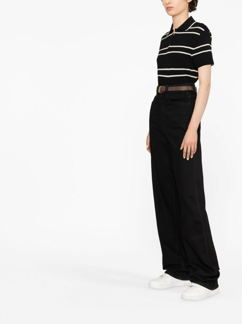 Black Striped Cotton Polo Shirt