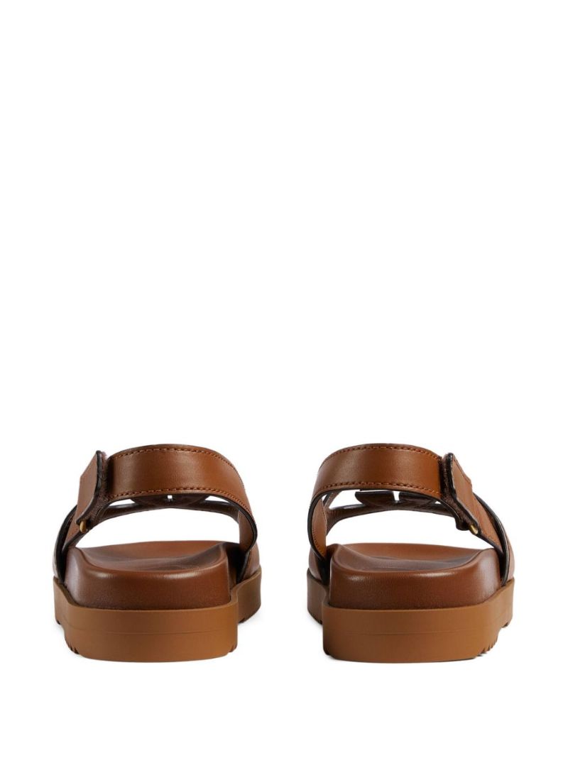 Brown Interlocking G Leather Sandals