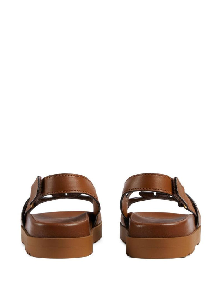 Brown Interlocking G Leather Sandals