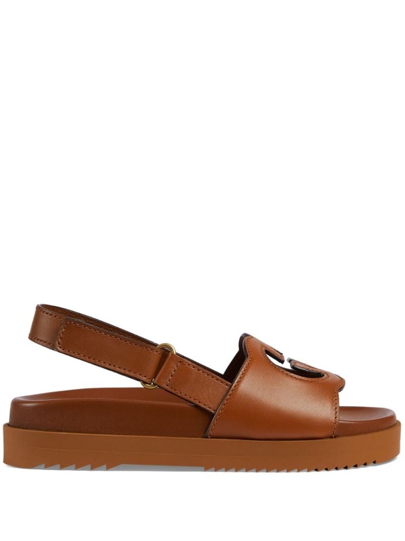 Brown Interlocking G Leather Sandals
