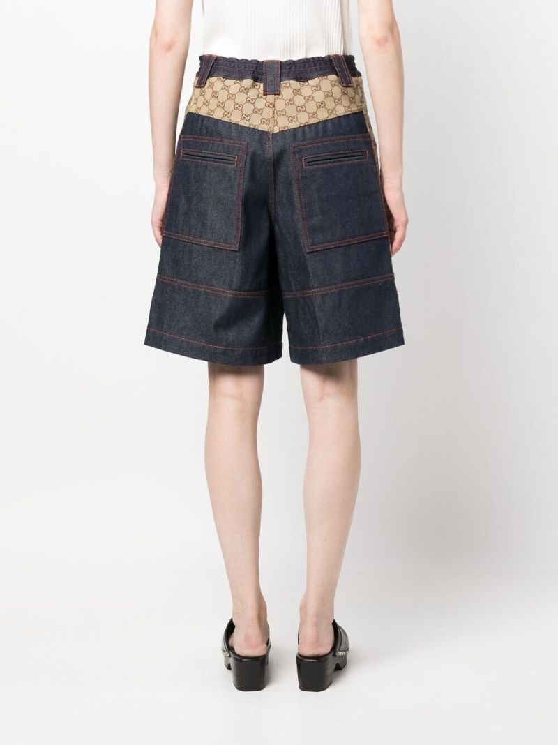 Blue Gg Jacquard Denim Shorts