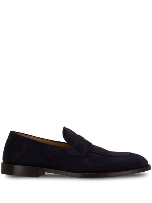 Blue Penny-slot Suede Loafers