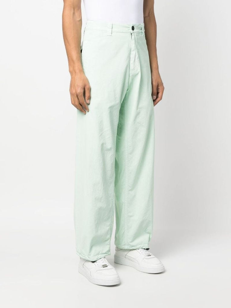 Green Straight-leg Cotton Trousers