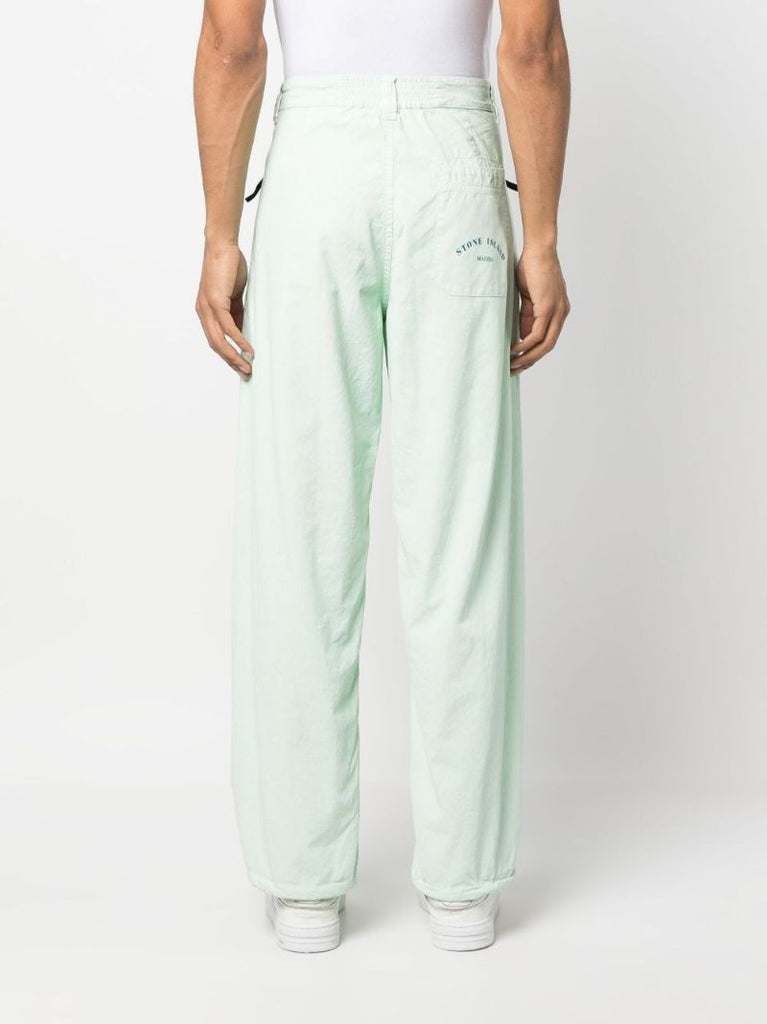 Green Straight-leg Cotton Trousers