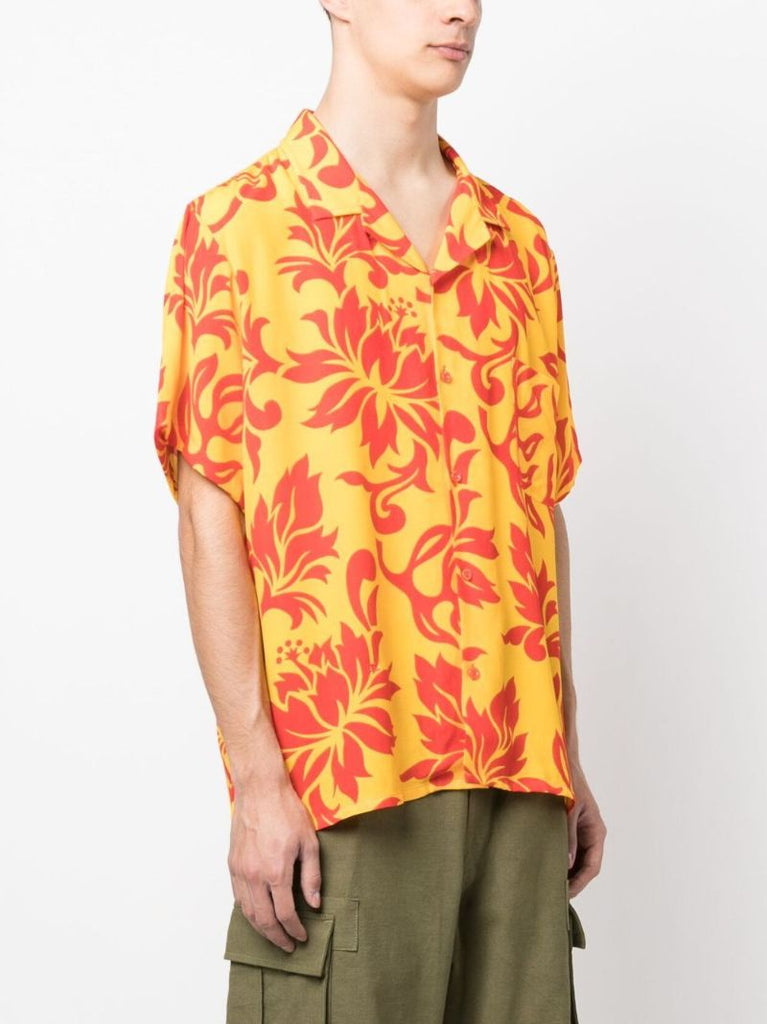 Yellow Floral Print Short-sleeve Shirt