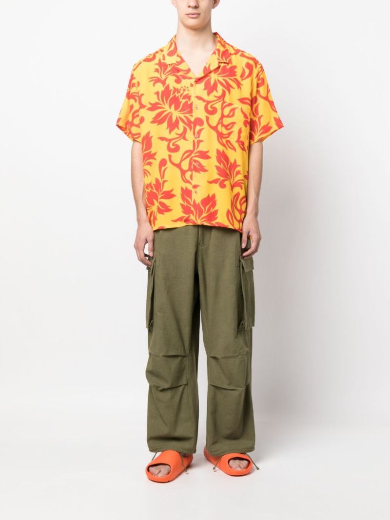 Yellow Floral Print Short-sleeve Shirt