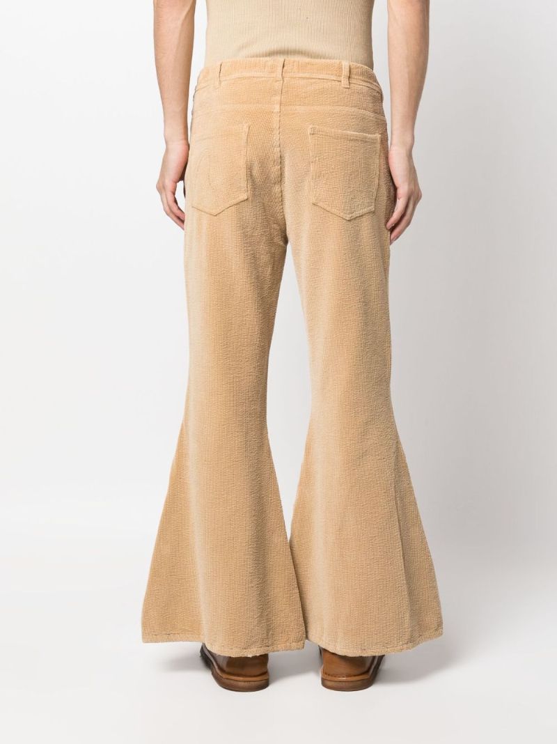 Neutral Graphic Print Corduroy Flared Trousers