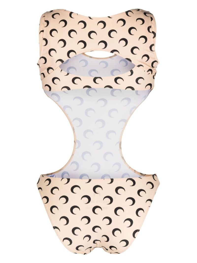 Neutral Moon Print Cut-out Swimsuit