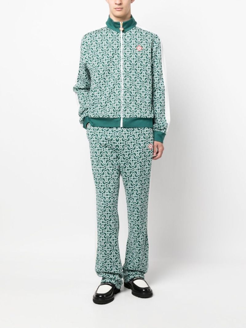 Green Monogram Track Pants